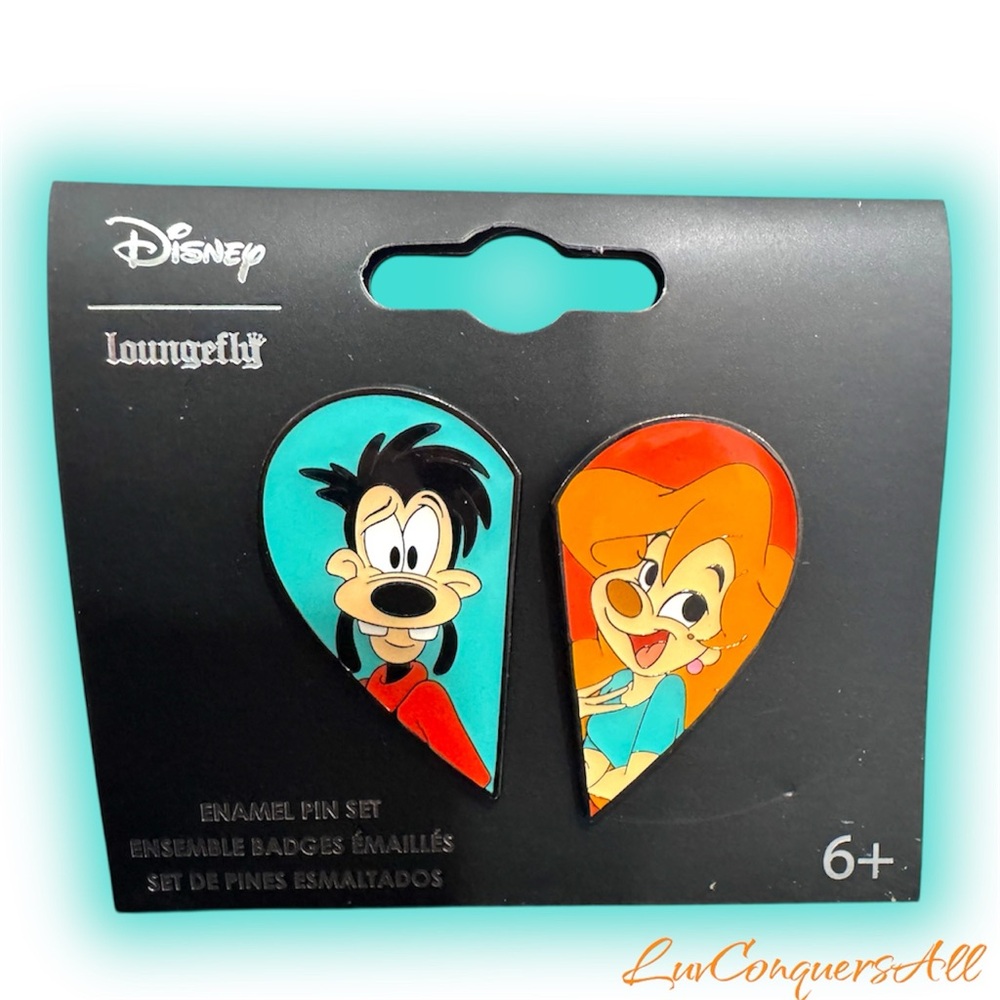 Loungefly Disney A Goofy Movie Max & Roxanne Heart Enamel Pin Set
